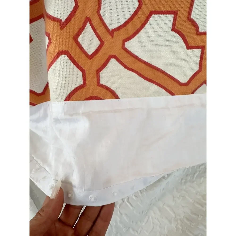 King Duvet Cotton Cream Orange Lattice Chain link MODERN 1 Sham Hand Made